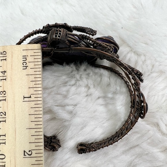 Charoite Amethyst Copper Wrapped Gemstone Bangle ONLY - Picture 8 of 9
